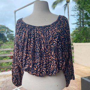 BEACHGOLD Boho style cropped top NAVY & PEACH Size XS